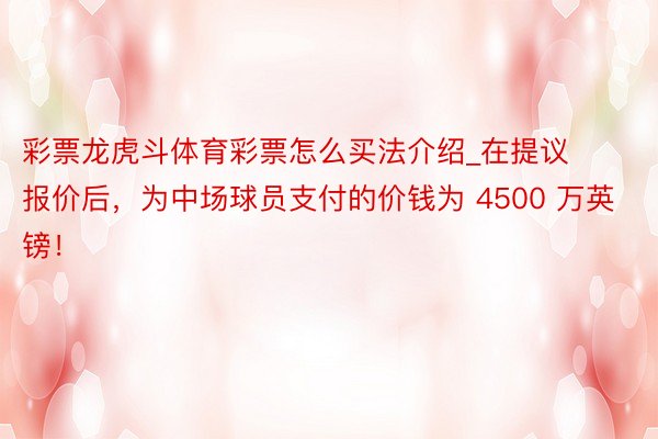 彩票龙虎斗体育彩票怎么买法介绍_在提议报价后，为中场球员支付的价钱为 4500 万英镑！